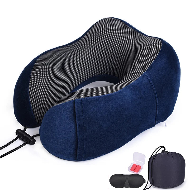 Memory Foam Neck Pillow for Travel with Breathable Design and Adjustable Support