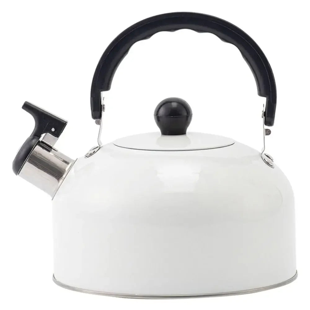 Enamel Stovetop Kettle with Whistle – 3 L Retro Style Water Boiler for Gas, Electric & Induction Hob (Black, White)