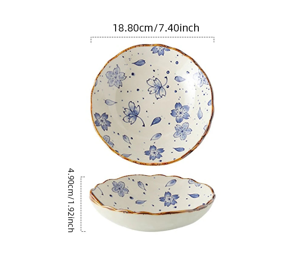Kirei Floral Ceramic Bowl – Decorative Serving & Dining Bowls for Meals, Salads, and Desserts