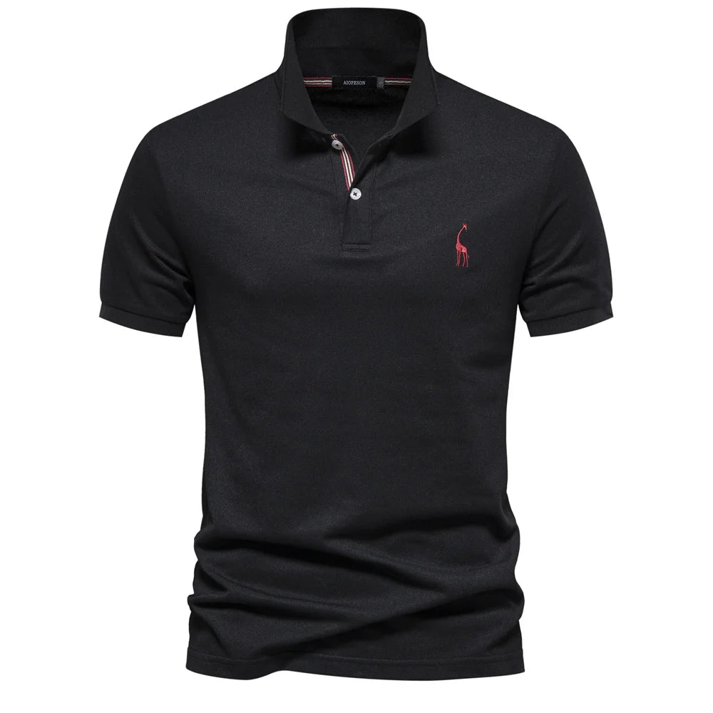 Men’s Cotton Blend Polo Shirt – Short Sleeve Casual Fit T-Shirt with Embroidered Logo and Button Collar