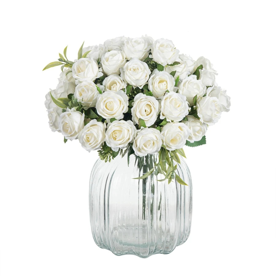 Silk Rose Flower Bouquet – 10 Stem Decoration for Vases, Weddings & Home Styling