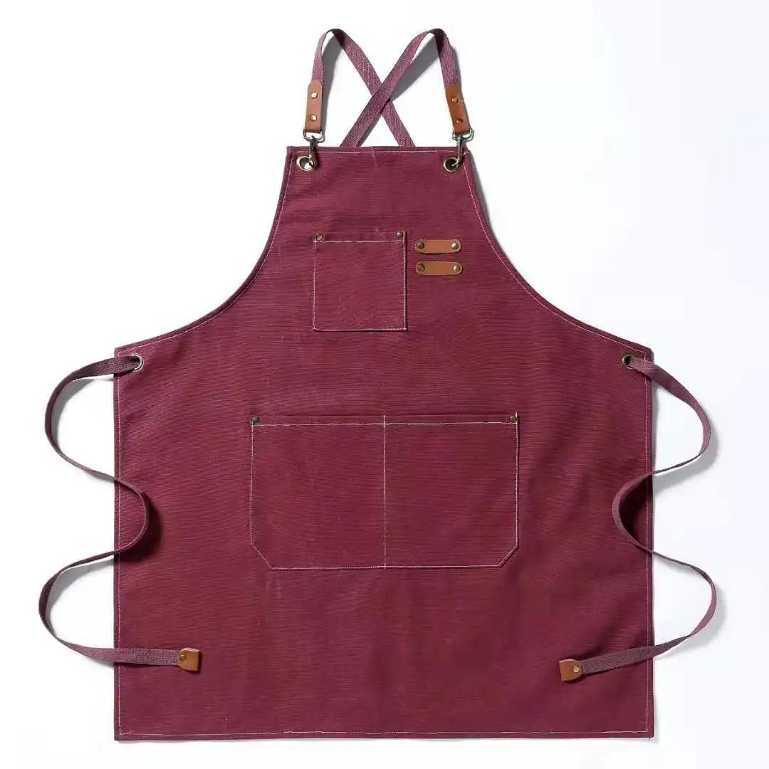 Heavy-Duty Canvas Work Apron – Adjustable Straps Multi-Pocket Tool Apron for Woodworking, Cooking, Crafts & DIY