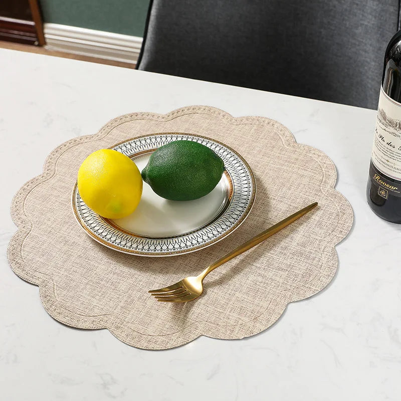 Curved Edge Textured Placemats – Set of 4 or 6 Piece Wipeable Heat-Resistant Table Mats for Dining & Kitchen Decor