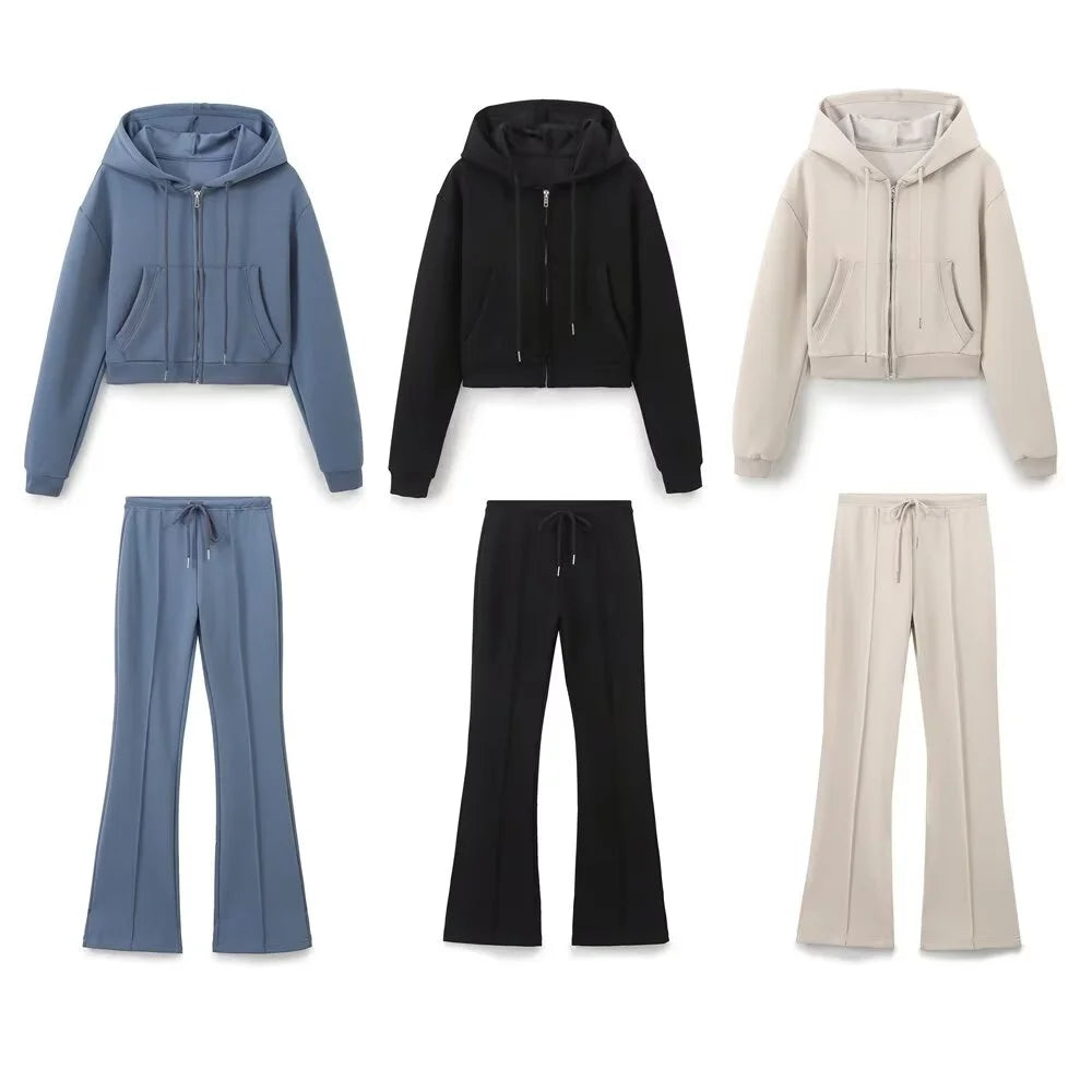 Cropped Hoodie & Flared Joggers Co-Ord Set