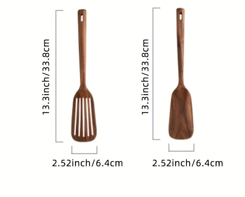 2-Piece Wooden Spatula and Turner Set – Non-Stick Cooking Utensils for Frying, Baking & Stirring