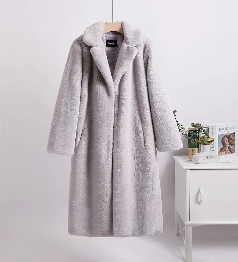 Celia Faux Fur Long Coat-Luxe Winter & Occasion Outerwear