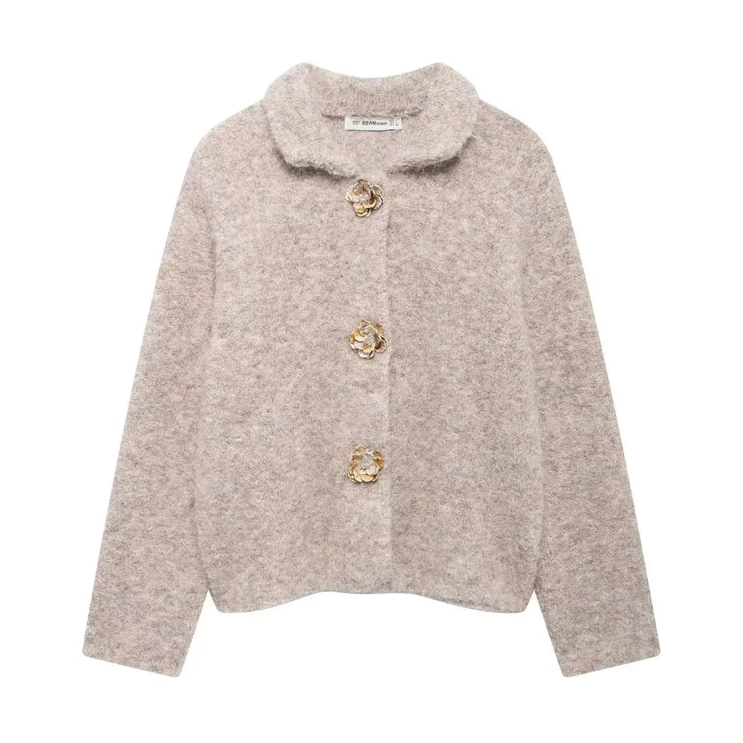 Knitted Cardigan With Statement Buttons