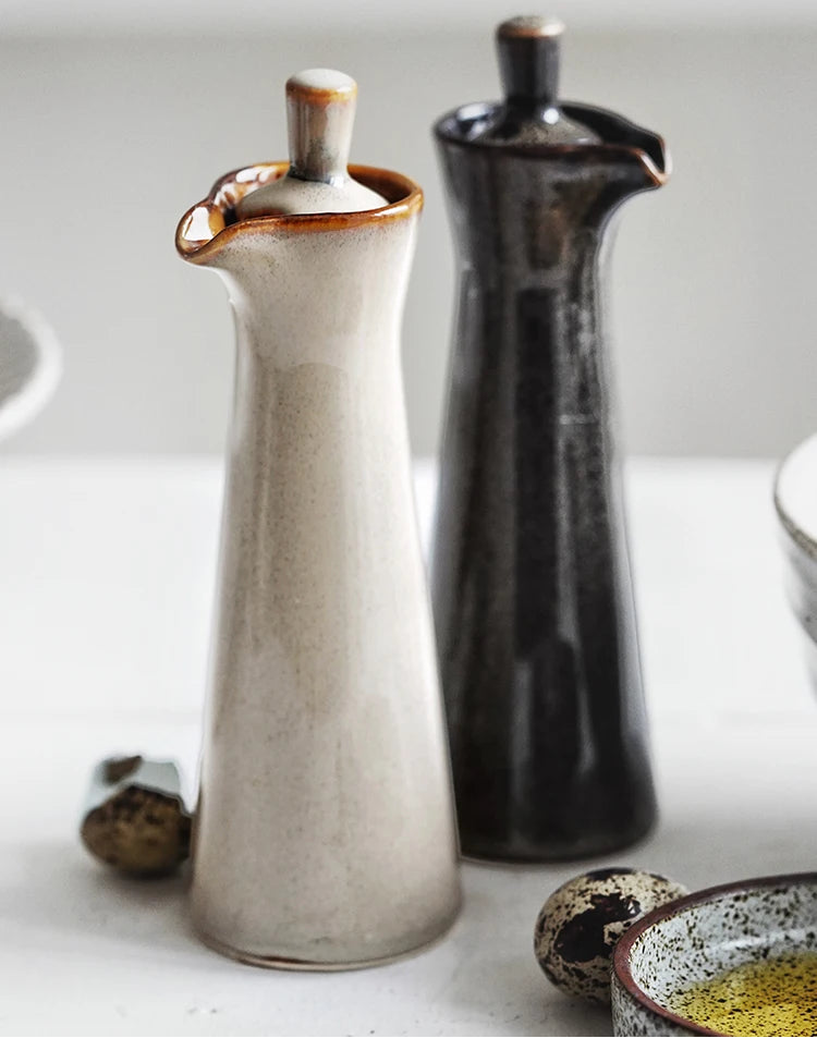 Arden Glazed Ceramic Oil Bottle – 150ml Kitchen Pourer for Olive Oil, Vinegar & Seasoning