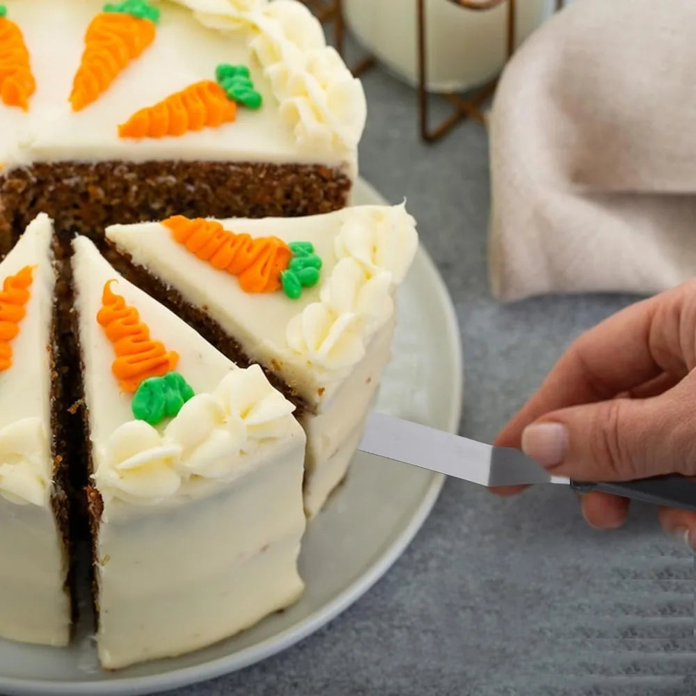 Angled Icing Spatula Set – Stainless Steel Offset Palette Knives for Cake Decorating and Pastry Baking