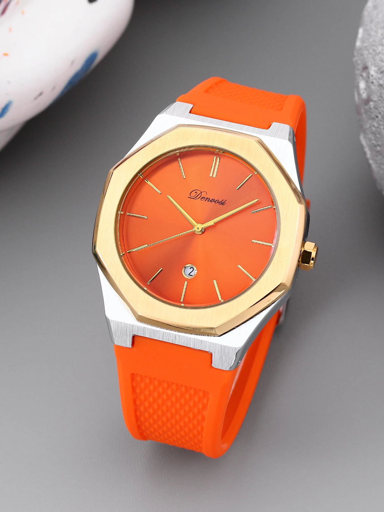 Men's Silicone Strap Watch With Date Display