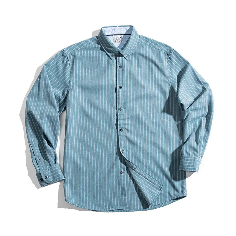 Hawthorne Men’s Vertical Stripe Shirt – Long Sleeve Button Down Business Casual Smart Shirt