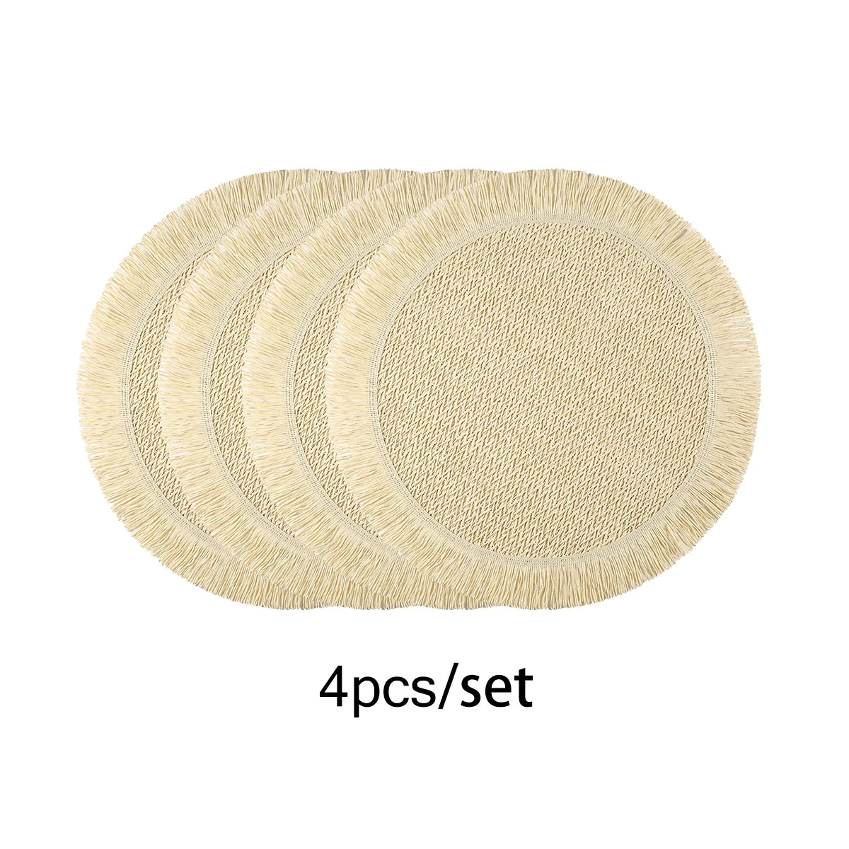 Boho Woven Fringe Placemat – Rustic Round Dining Mat for Indoor & Outdoor Table Settings