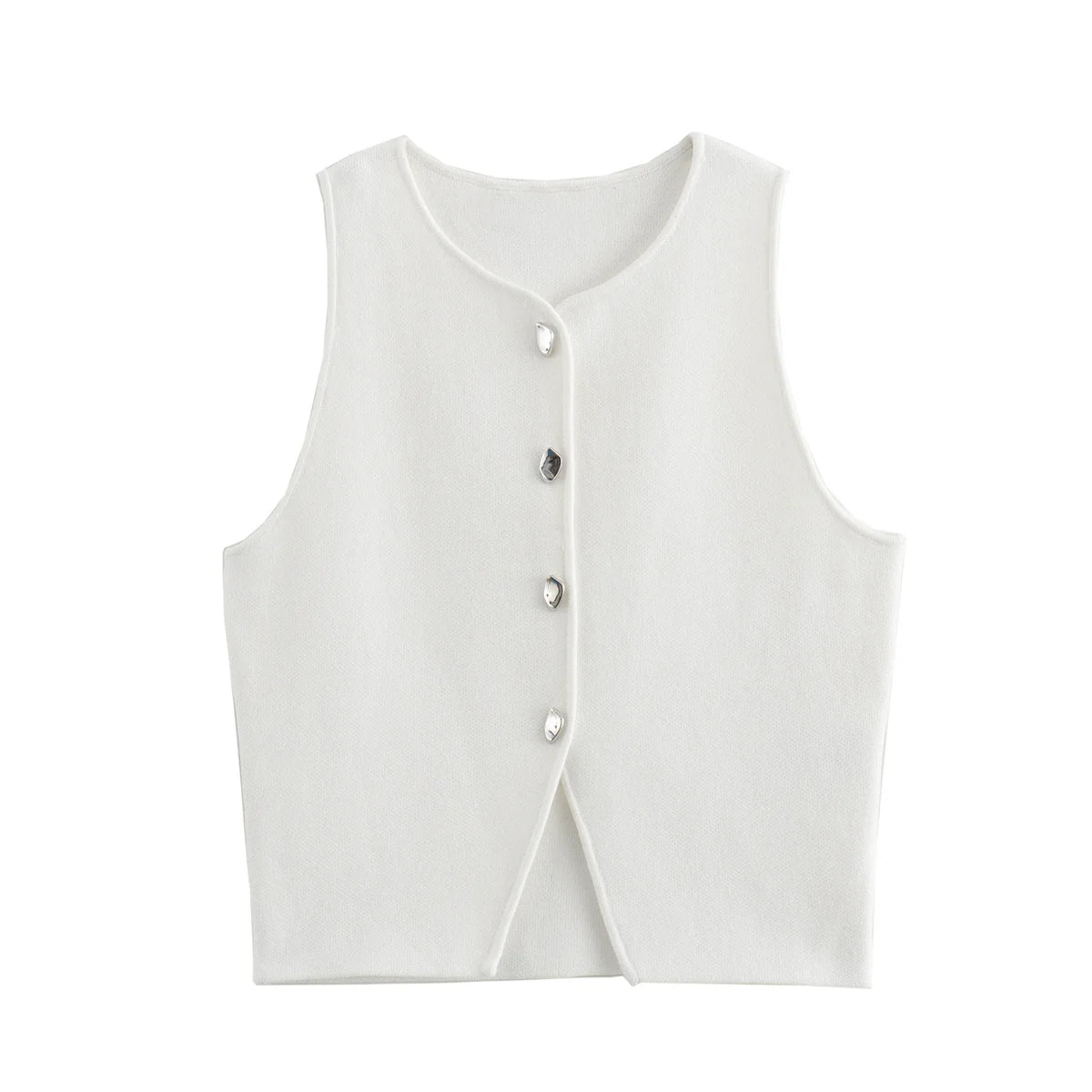 Elegant Button-Up Sleeveless Vest Top