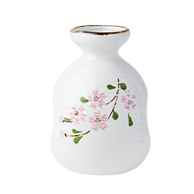 Sakura Bloom Japanese Sake Set – Hand-Painted Ceramic Sake Bottle & Cup Gift Set with Cherry Blossom Design