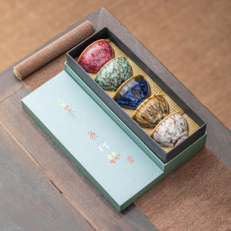 Nara Glaze Ceramic Tea Bowl Gift Set – 5 Piece Ceramic Cups for Herbal Tea, Afternoon Tea & Coffee at Home