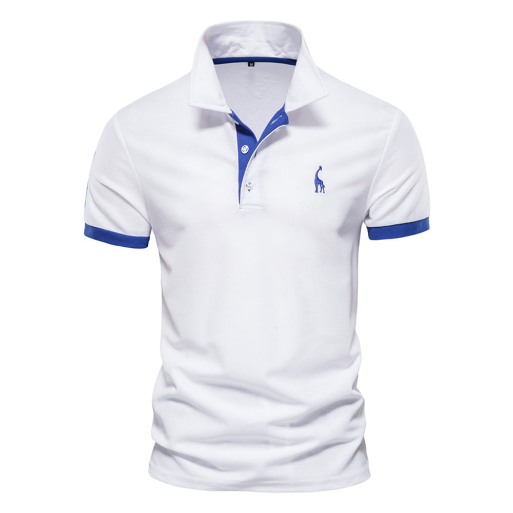 Men's Embroidered Polo Shirt – Cotton Blend Short Sleeve Classic Fit Top for Casual Smart Outfits