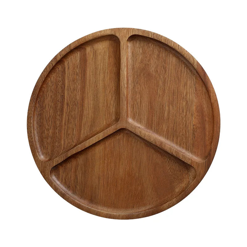 Acacia Wooden Serving Tray – Natural Solid Wood Snack & Food Platter for Coffee, Tea & Appetisers
