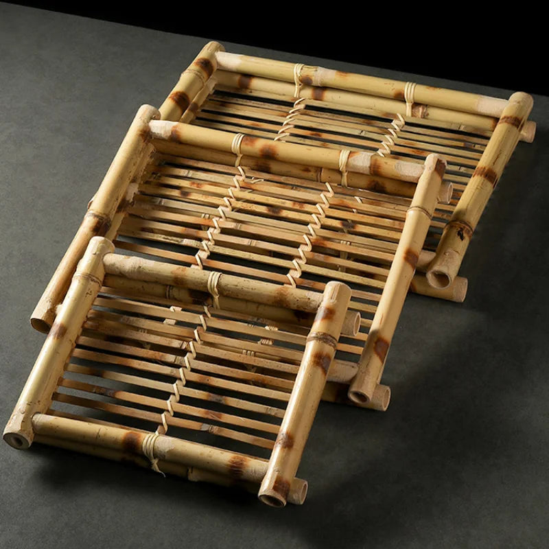 Handmade Bamboo Tea Trays & Decorative Lace Paper Liners - Rustic Wooden Serving Trays for Snacks, Coffee & Afternoon Tea