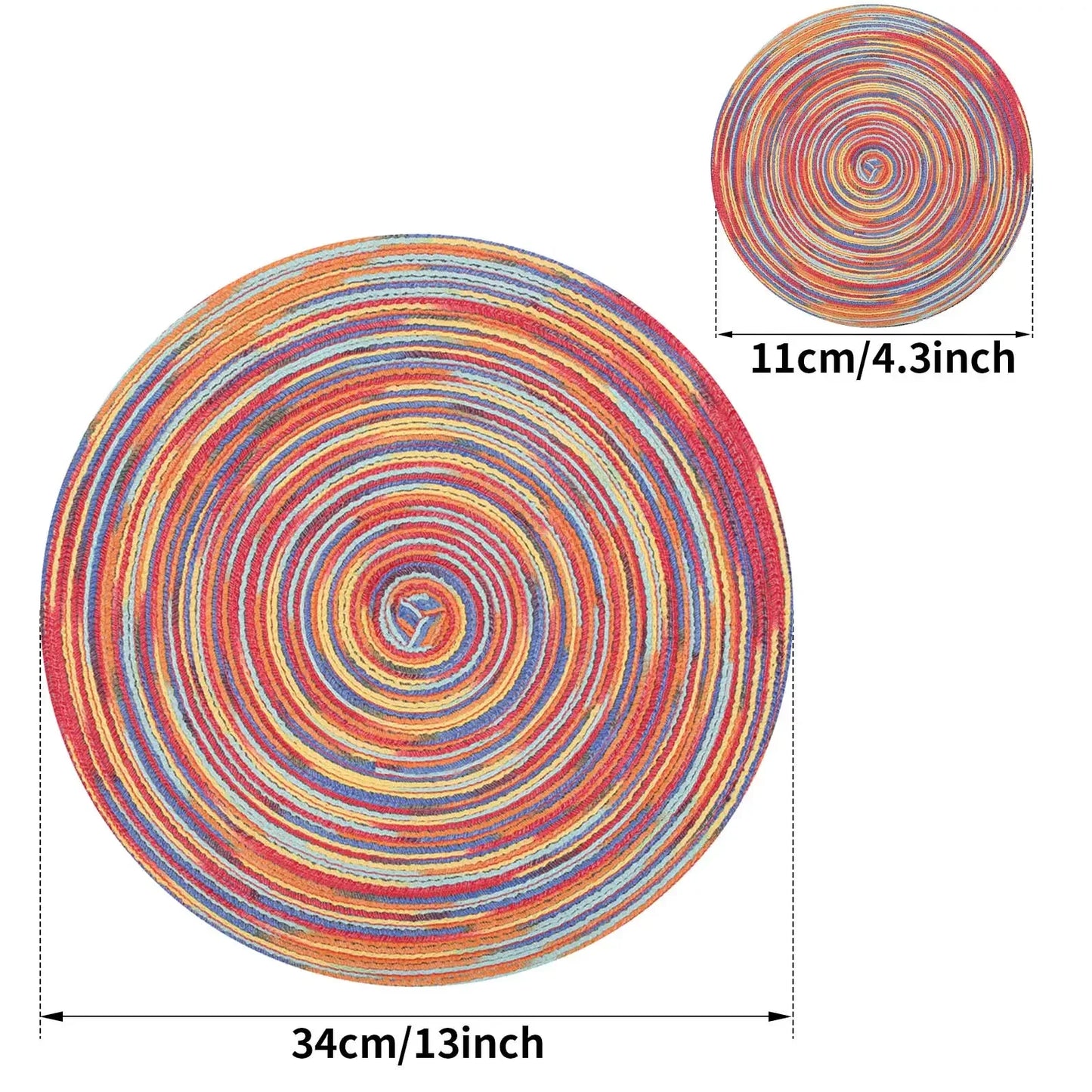 Woven Round Placemats and Coasters Set – 6-Piece Dining Table Mats