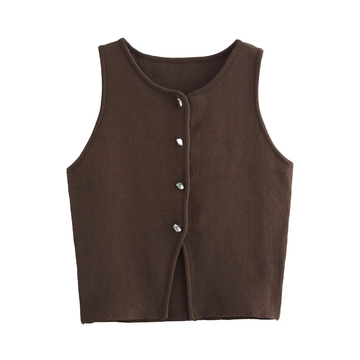 Elegant Button-Up Sleeveless Vest Top