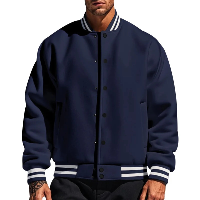 Varsity Jacket With Striped Trim