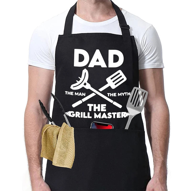 Funny BBQ Cooking Apron – Adjustable Chef Apron for Men with Grill Master Designs, Kitchen & BBQ Gift for Father’s Day, Birthdays