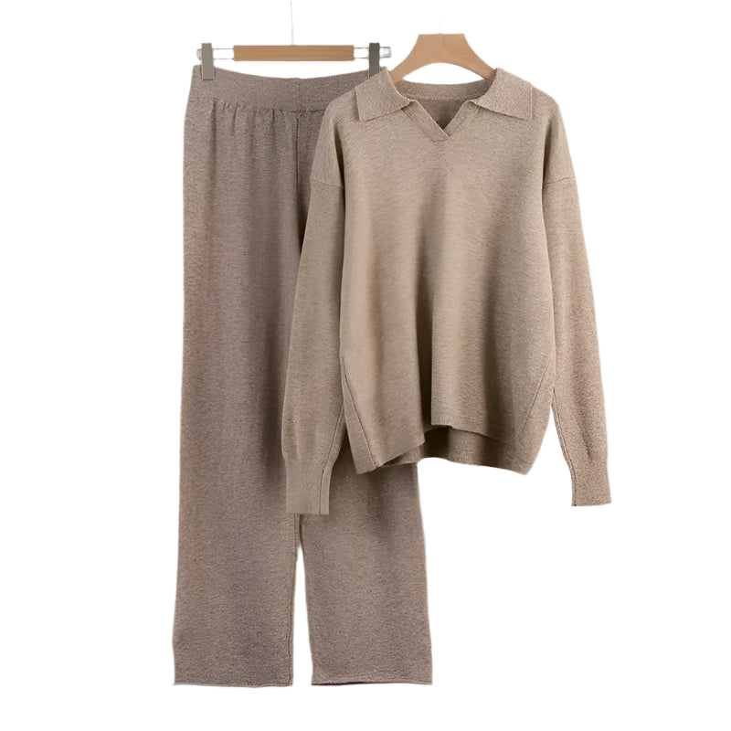 Serelina Relaxed Fit Knit Co-Ord Set – Wide Leg Jumper Lounge Set for Women