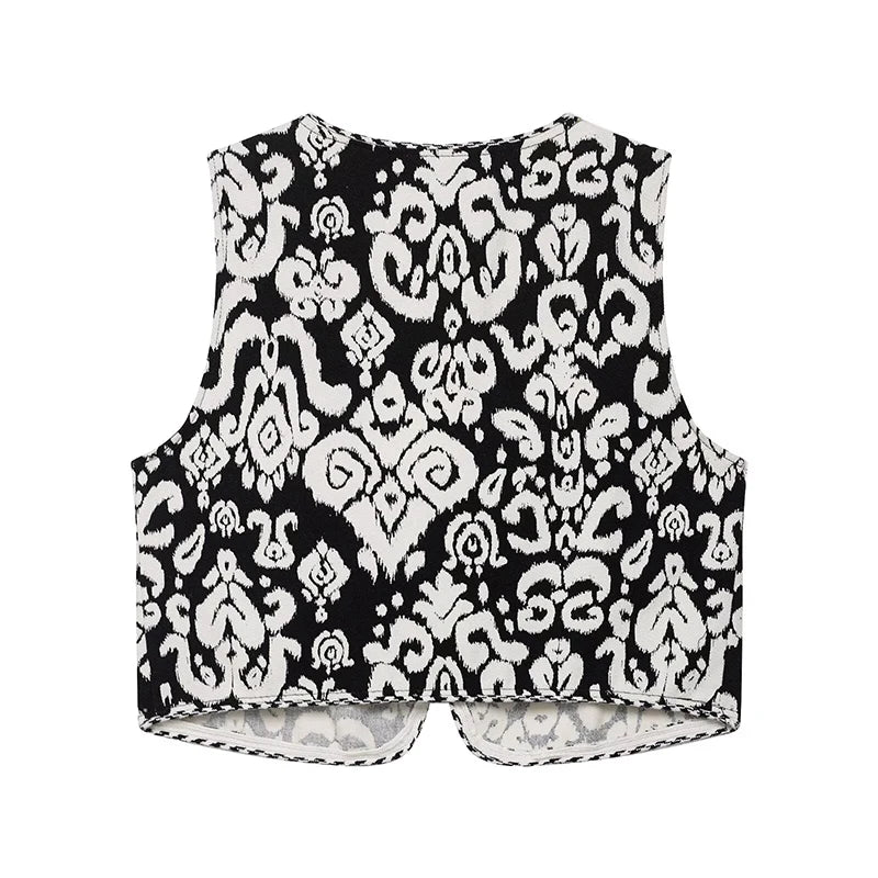 Sorellina Printed Co-Ord Set – Sleeveless Tie Waist Waistcoat and High Waist Skort Two-Piece