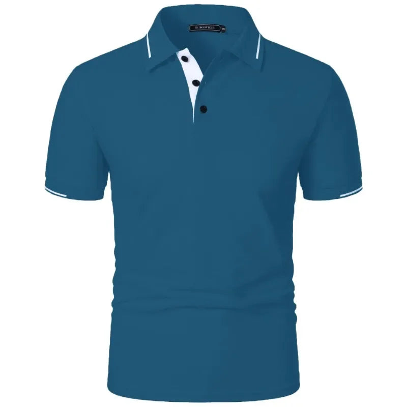 Classic Fit Men’s Short Sleeve Polo Shirt – Lightweight Summer Button Collar T-Shirt in 11 Colours