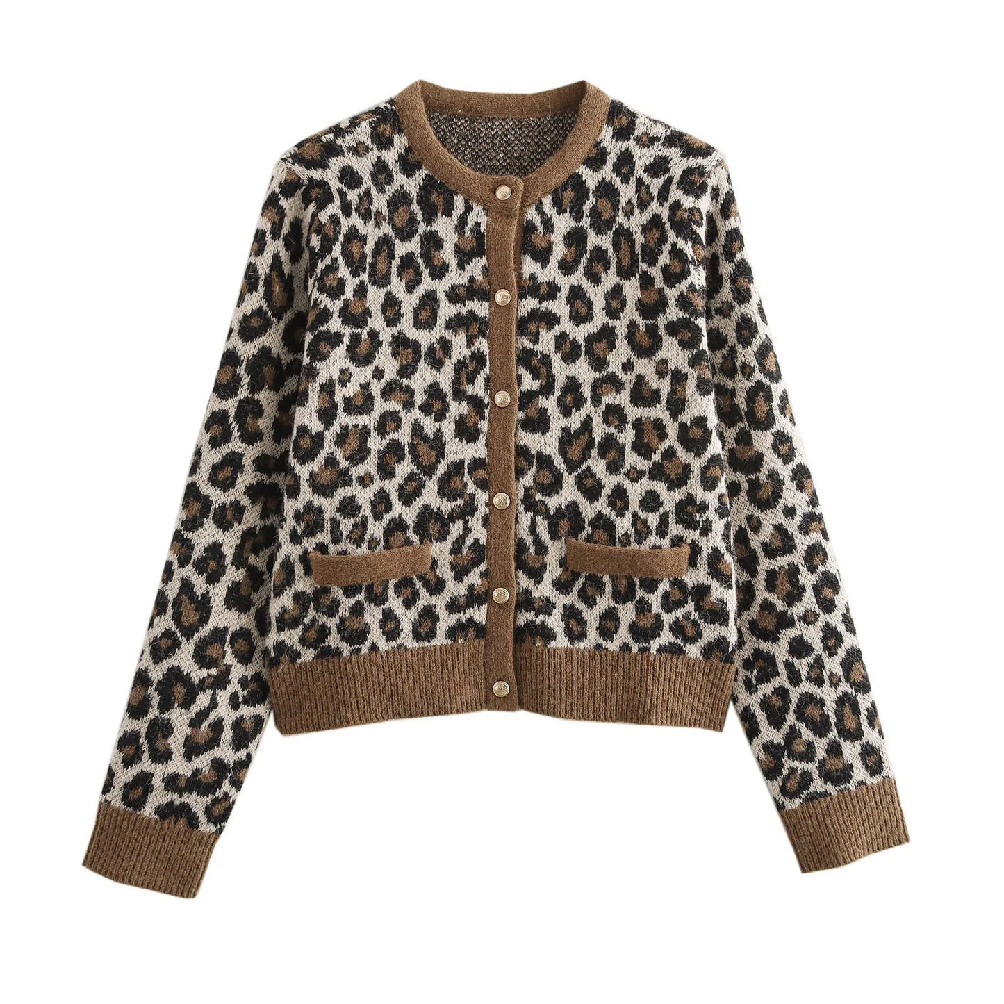 Leopard Luxe Knitted Button - up Cardigan