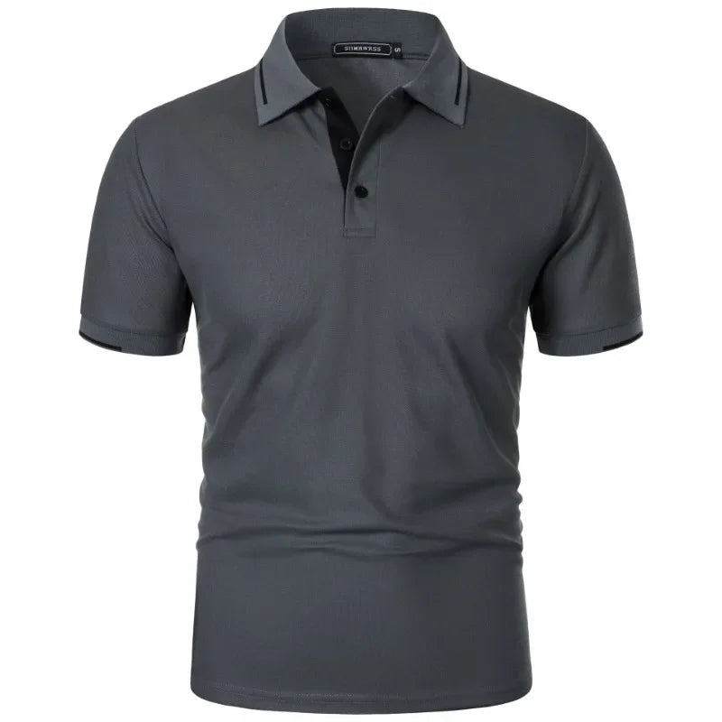 Men’s Short Sleeve Polo Shirt – Lightweight Classic Fit Summer Top with Button Collar