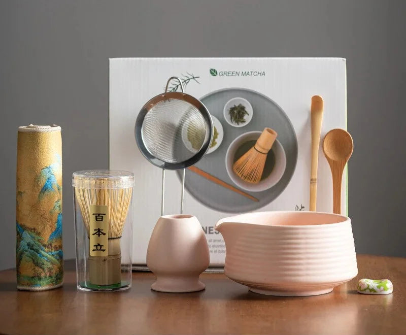 Japanese Matcha Tea Set – 8-Piece Ceremony Kit with Whisk, Bowl, Spoon, Sifter & Accessories