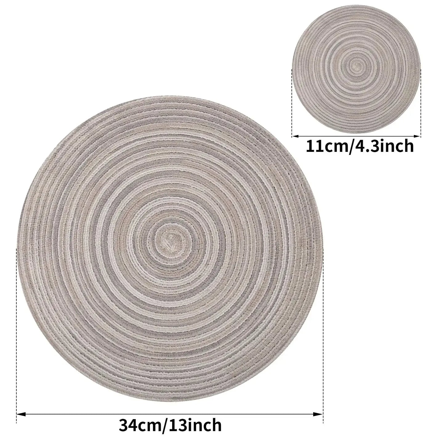 Woven Round Placemats and Coasters Set – 6-Piece Dining Table Mats