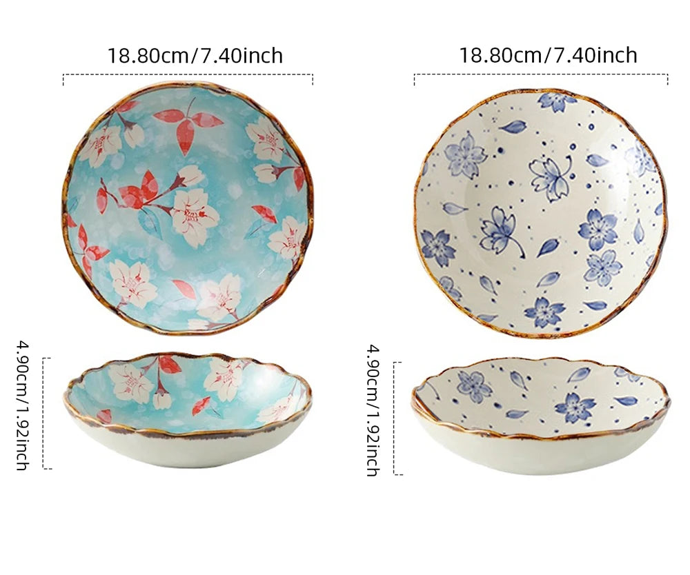 Kirei Floral Ceramic Bowl – Decorative Serving & Dining Bowls for Meals, Salads, and Desserts