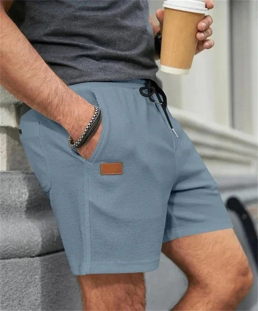 Men’s Waffle Knit Shorts – Textured Drawstring Summer Shorts with Pockets