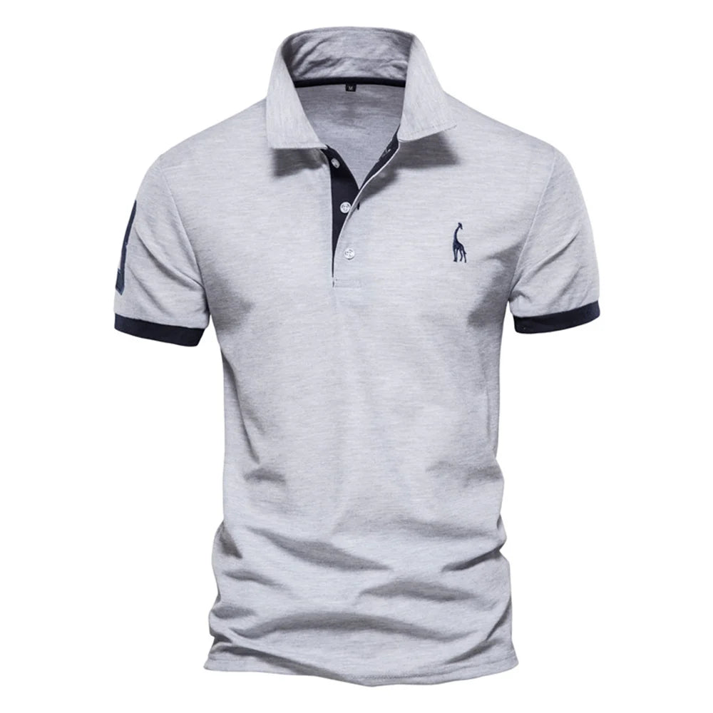 Men's Embroidered Polo Shirt – Cotton Blend Short Sleeve Classic Fit Top for Casual Smart Outfits