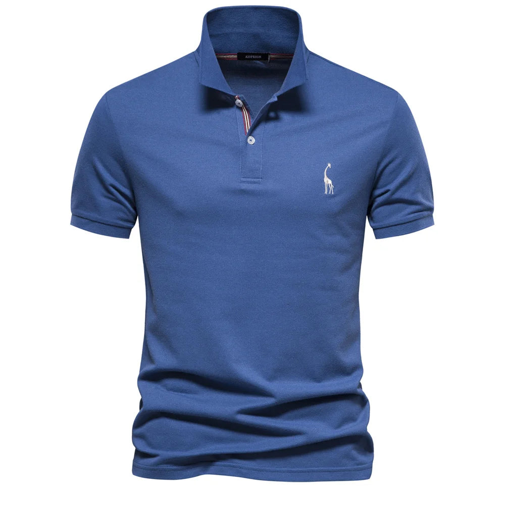 Men’s Cotton Blend Polo Shirt – Short Sleeve Casual Fit T-Shirt with Embroidered Logo and Button Collar