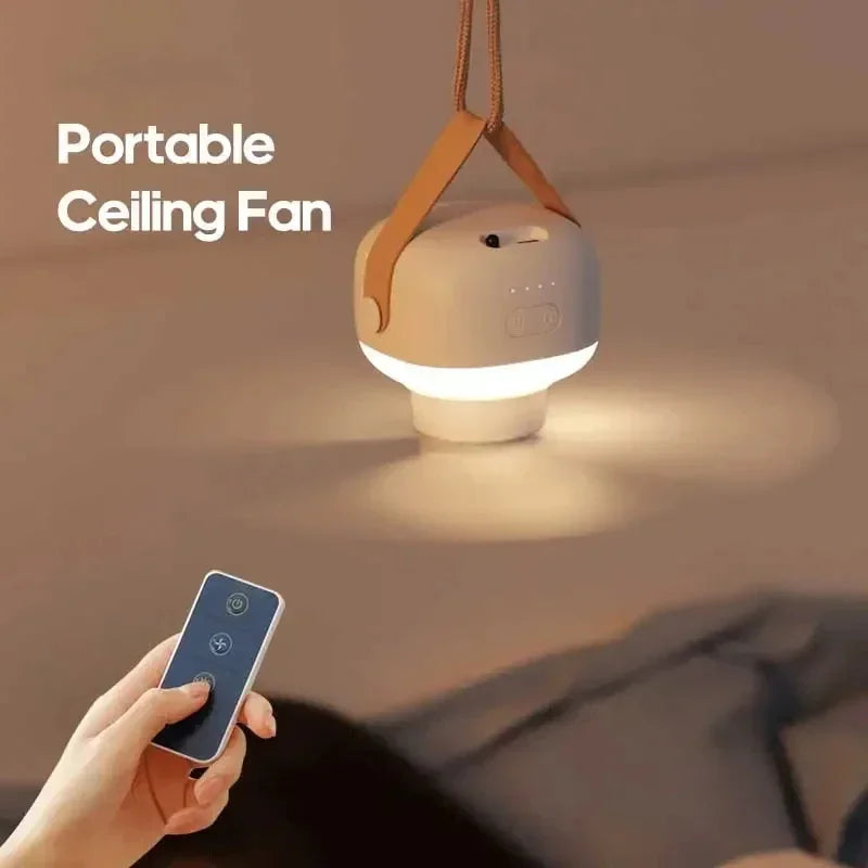 Cordless Ceiling Fan with LED Light and Remote – 7200mAh Rechargeable Hanging Fan for Camping, Tents, Outdoor & Bedroom Use