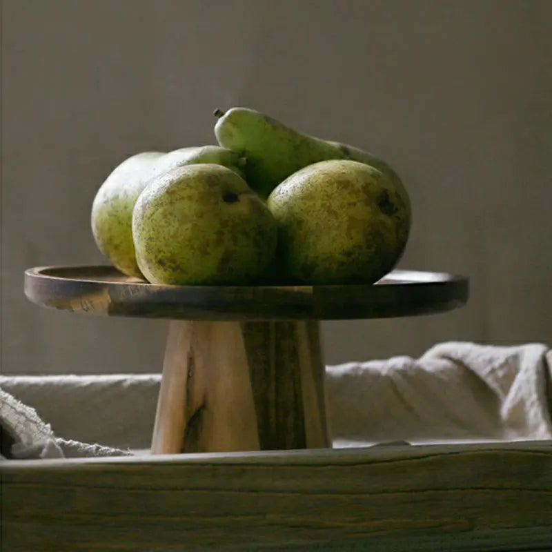 Natural Wood Cake Stand – Round Dessert Display Plate for Serving, Baking & Home Table Decor