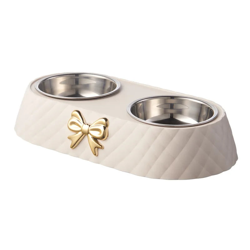 Double Pet Bowl with Stainless Steel Inserts