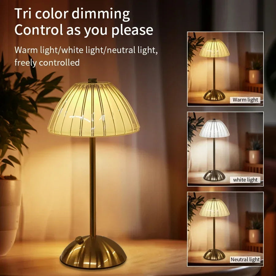 Aurora Crystal Touch LED Table Lamp – Gold Dimmable Bedside & Dining Lamp with 3 Light Settings