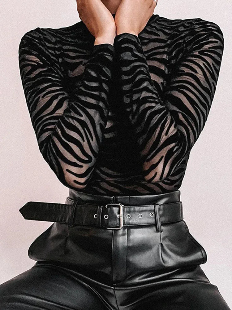 Sheer Zebra Print-Bodysuit