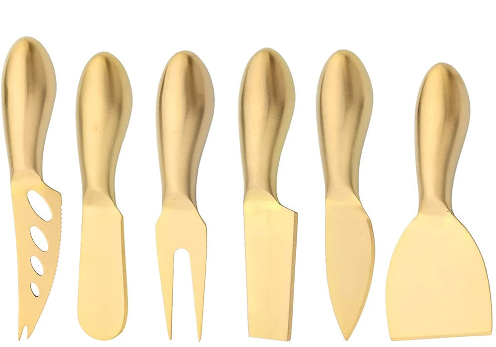 Cheese Knife Set – 6-Piece Stainless Steel Cheese Cutters for Soft & Hard Cheeses - In Various Colours