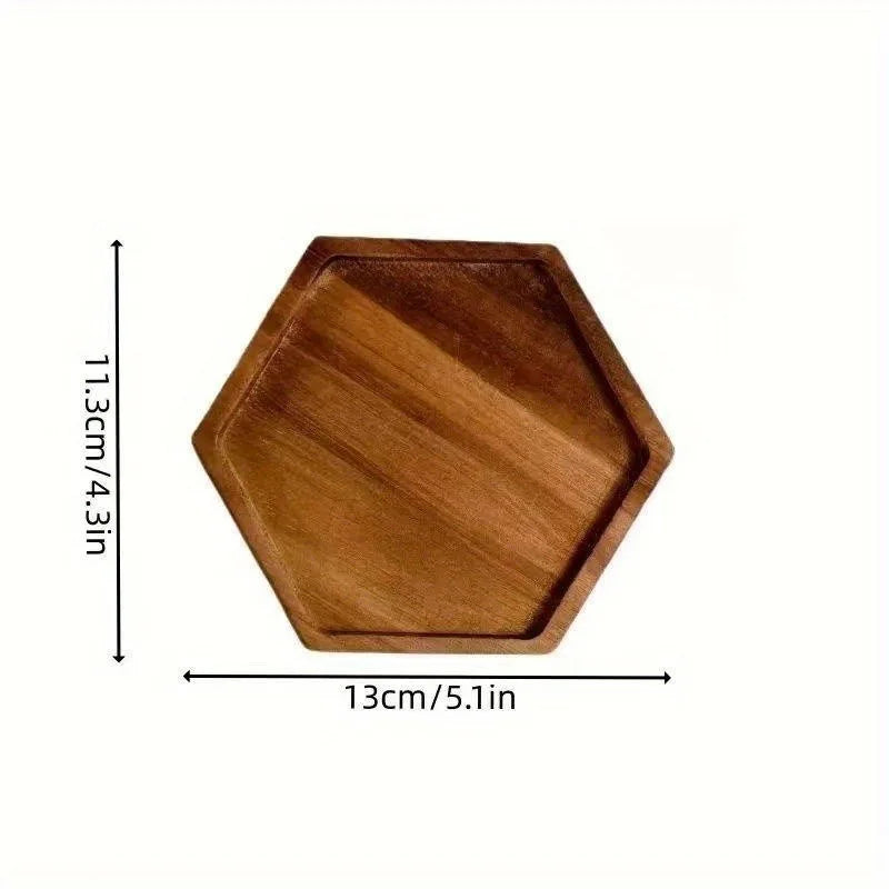 Acacia Wooden Serving Tray – Natural Solid Wood Snack & Food Platter for Coffee, Tea & Appetisers