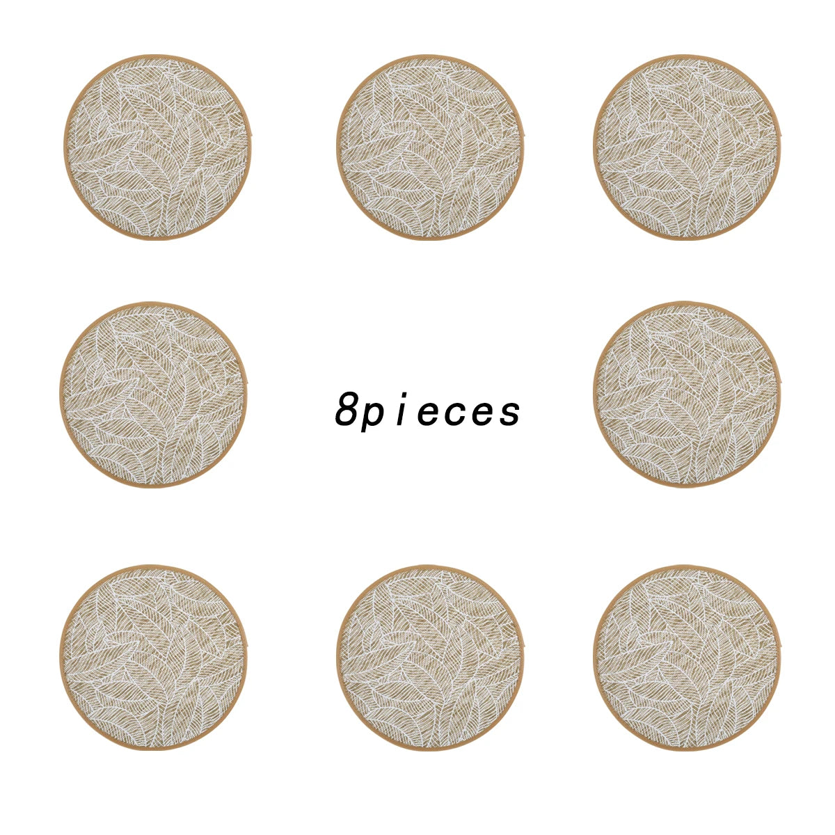 Boho Leaf Pattern Round Placemats for Dining Table – 2/4/6/8 Set Decorative Heat Resistant Table Mats
