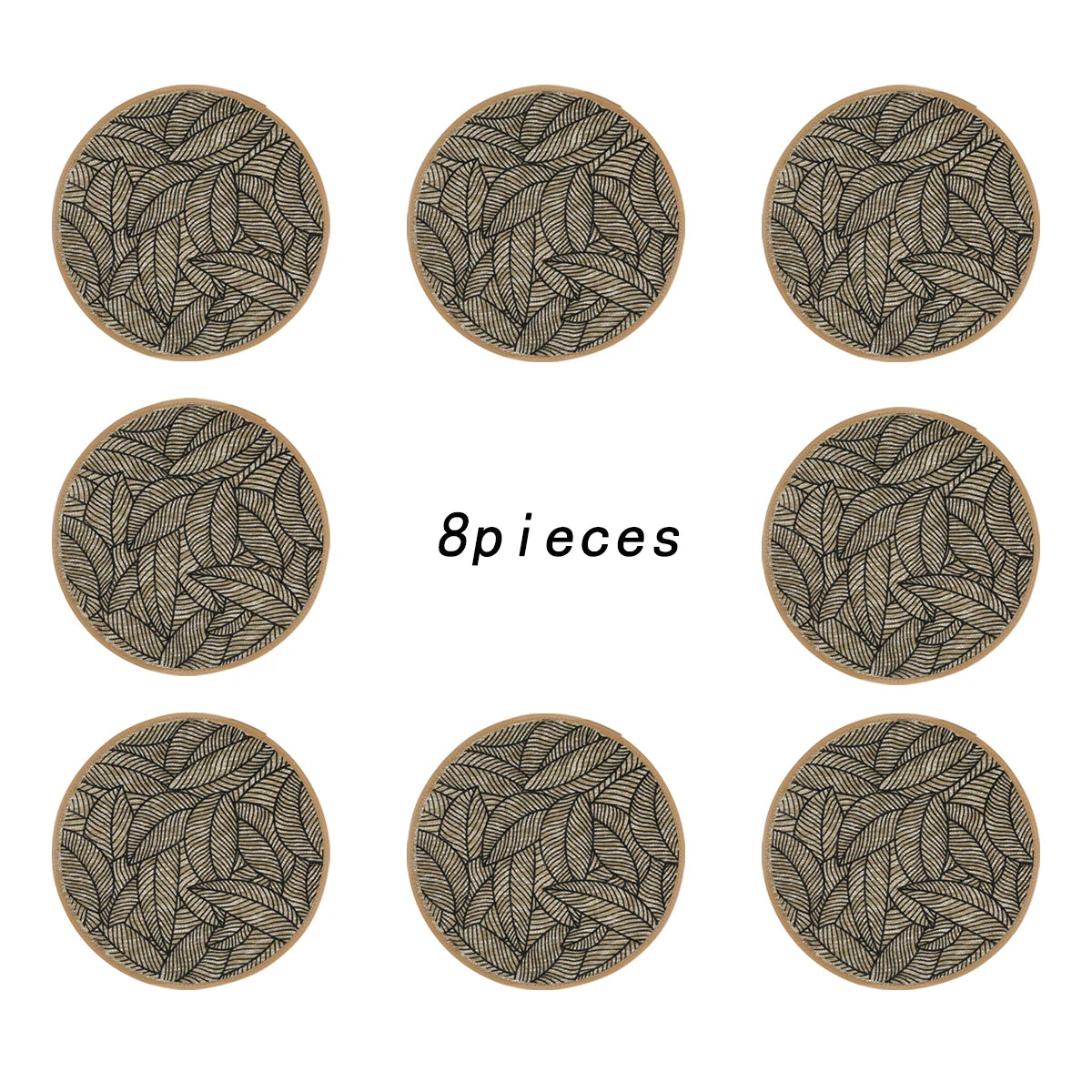 Boho Leaf Pattern Round Placemats for Dining Table – 2/4/6/8 Set Decorative Heat Resistant Table Mats