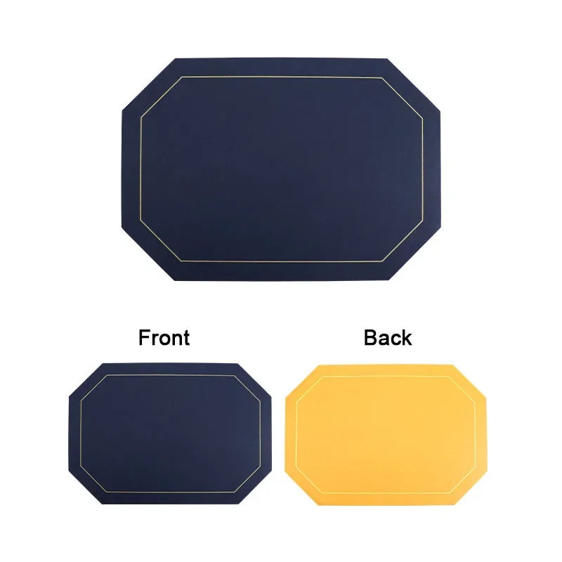 Modern Leather Octagon Placemats – 1/2/4/6 Set Of Reversible Easy-Clean Dining Table Mats in Multi Colours