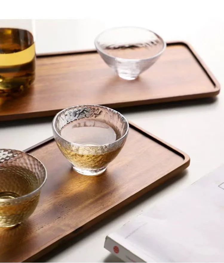 Natural Walnut Wooden Serving Tray – Rectangular Tea, Coffee, Snack & Food Storage Plate