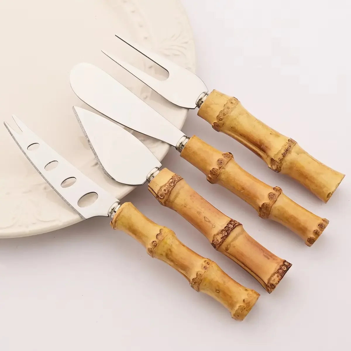Bamboo Handle Cheese Knife Set – 6-Piece Stainless Steel Cheese Tools for Serving & Cutting