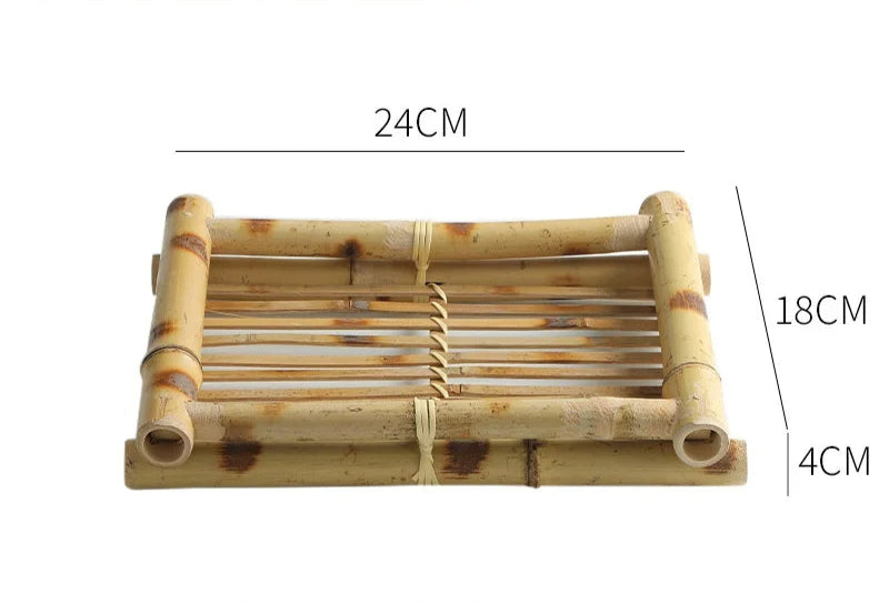Handmade Bamboo Tea Trays & Decorative Lace Paper Liners - Rustic Wooden Serving Trays for Snacks, Coffee & Afternoon Tea